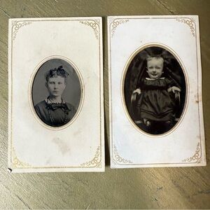 Vintage Tin Type Photos 2 Piece Ephemera Photographs Pictures